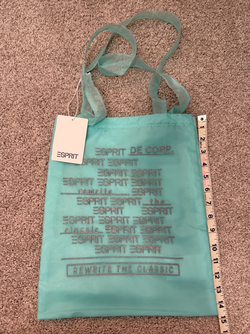 Esprit Light Teal Logo Print Tote